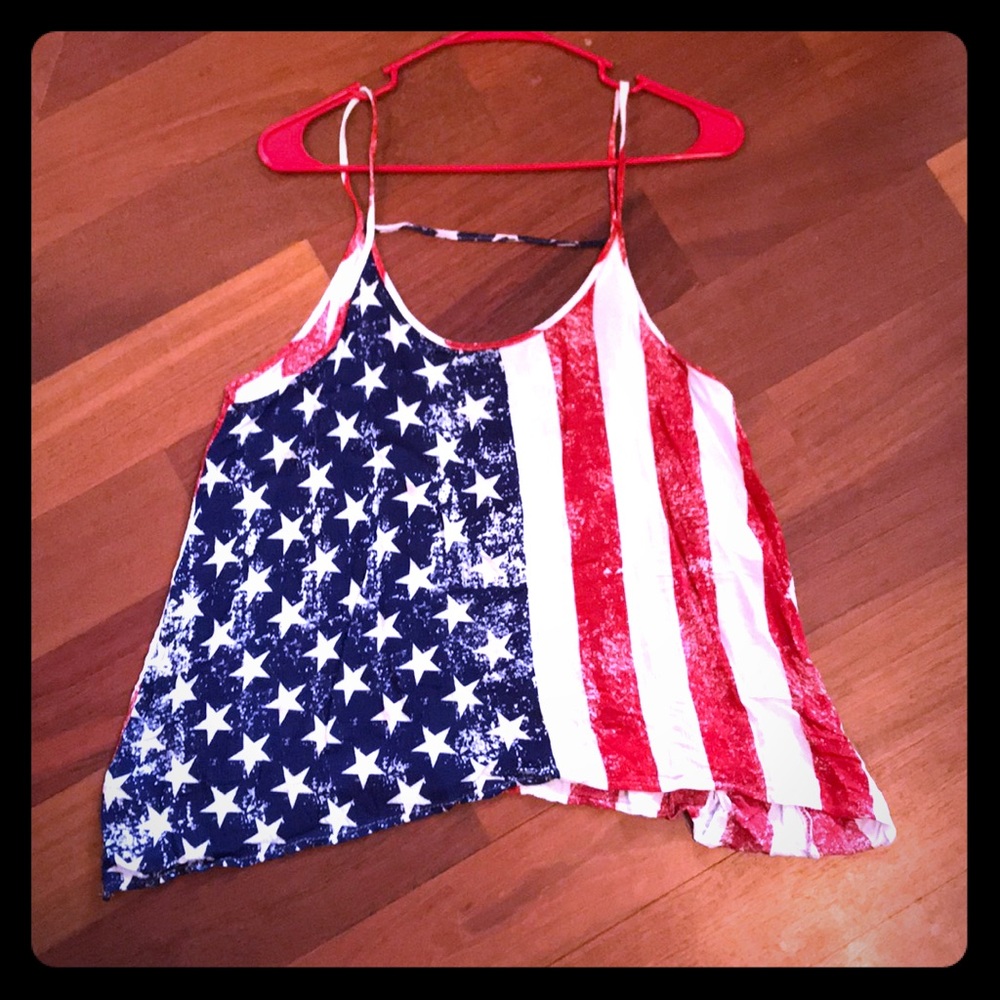 Rue 21 1x red white & blue American flag tank top